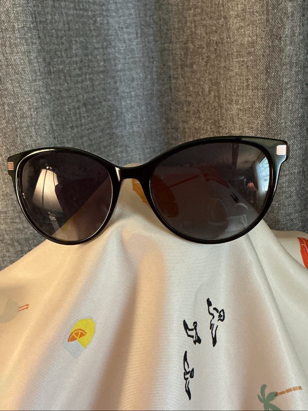 Ted Baker Black Cat-Eye Sunglasses with Dark Lenses
